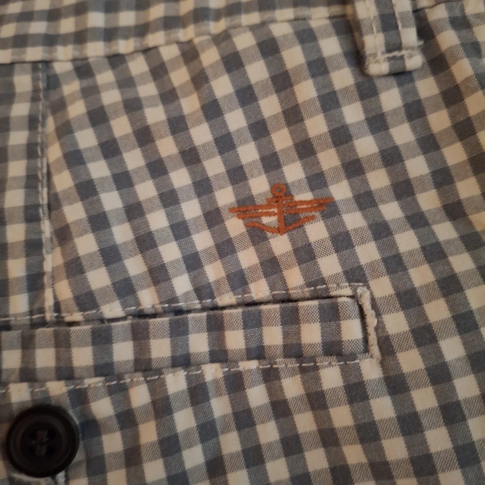 Dockers Men's Blue and White Plaid Bermuda Shorts